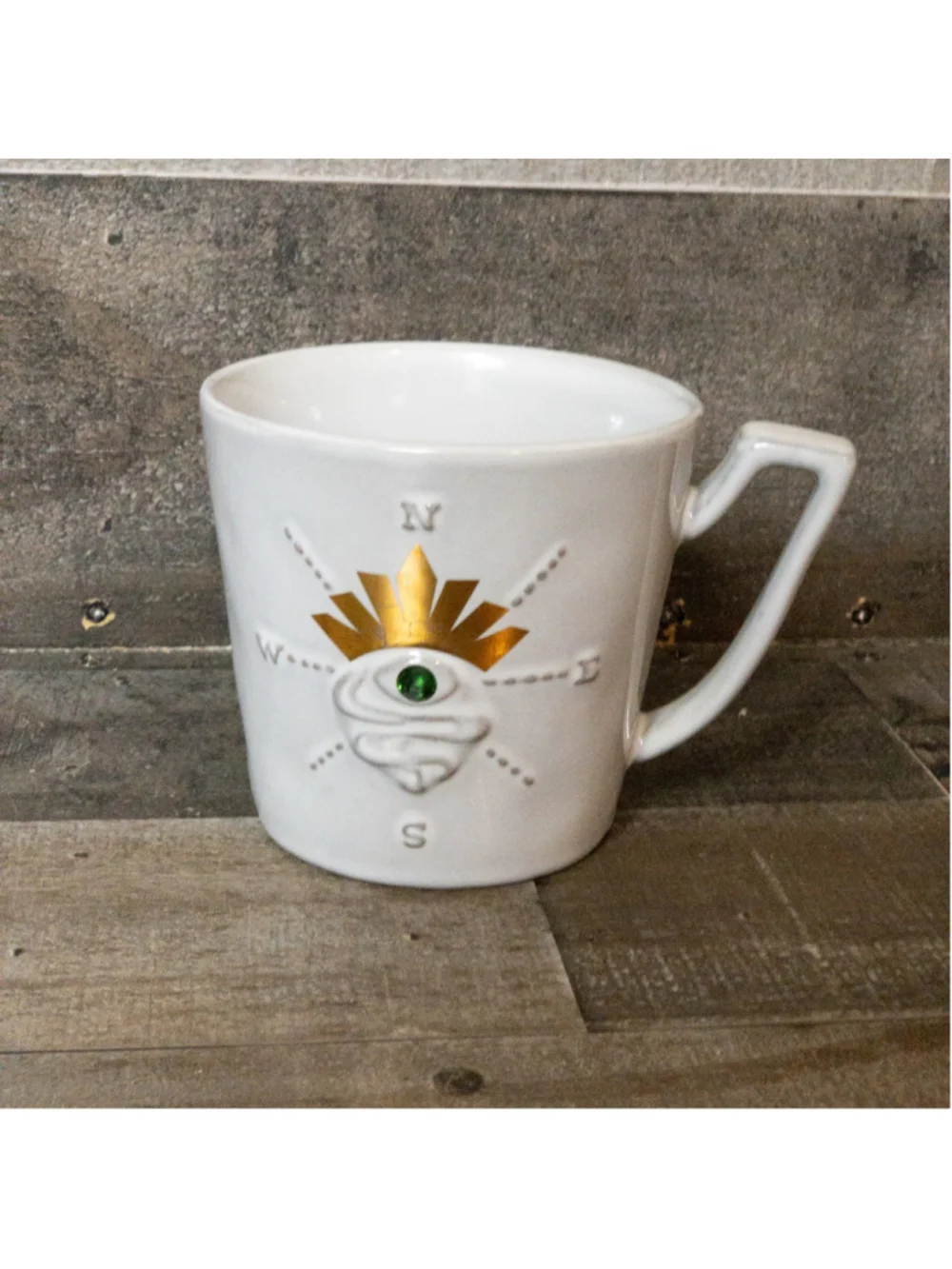 STARBUCKS Siren's Eye Anniversary Mug Green Jewel Mermaid 2014 12oz. Compass Cup